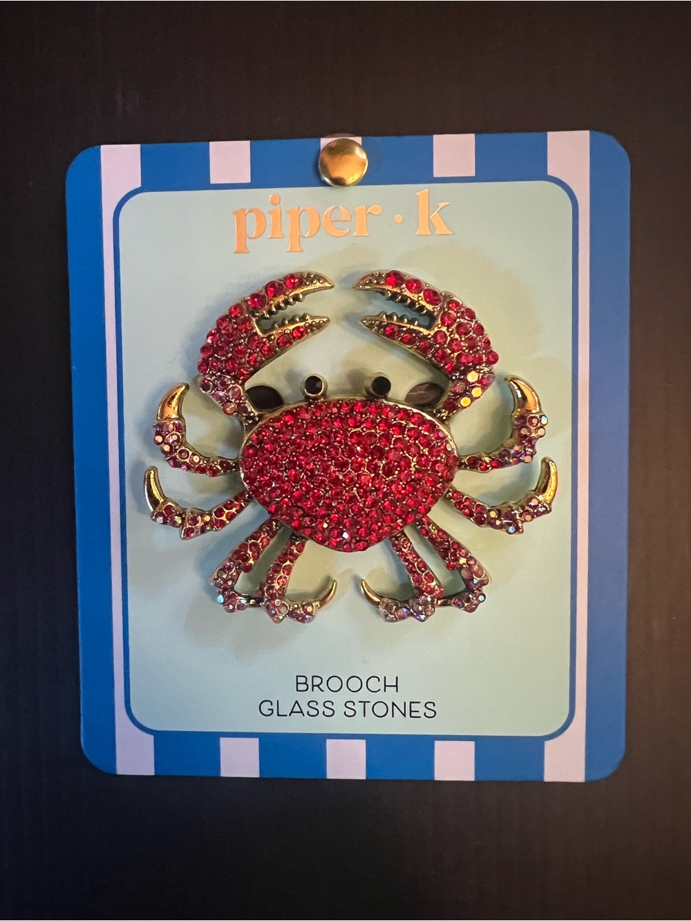Piper Red Crystal Crab Pin